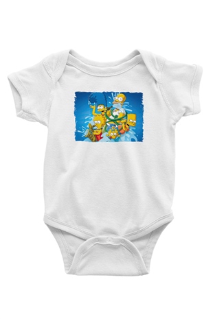 Simpsons Beyaz Bebek Body - Zıbın