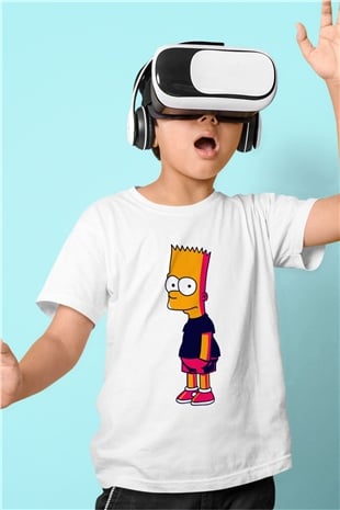 Simpsons Beyaz Unisex Çocuk Tişört