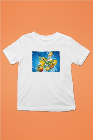 Simpsons Beyaz Unisex Çocuk Tişört