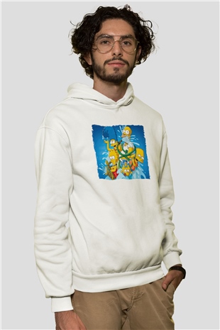 Simpsons Beyaz Unisex Hoodie