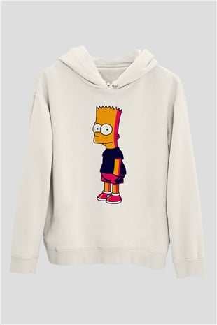 Simpsons Beyaz Unisex Hoodie
