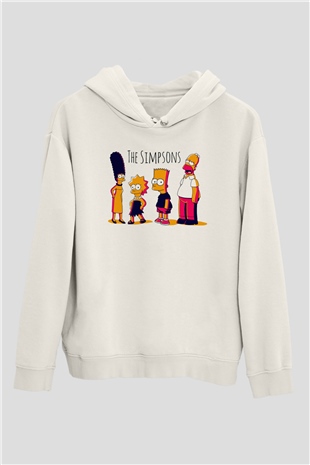 Simpsons Beyaz Unisex Hoodie