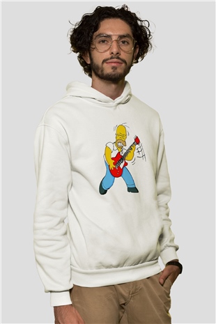 Simpsons Beyaz Unisex Kapşonlu Sweatshirt