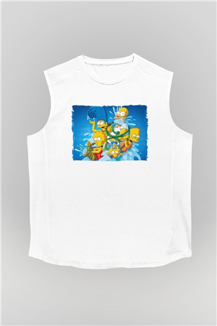 Simpsons Beyaz Unisex Kolsuz Tişört