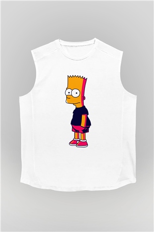 Simpsons Beyaz Unisex Kolsuz Tişört