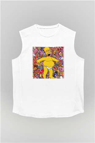 Simpsons Beyaz Unisex Kolsuz Tişört