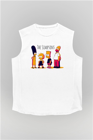 Simpsons Beyaz Unisex Kolsuz Tişört