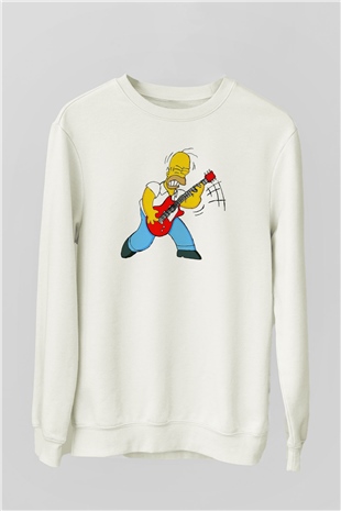 Simpsons Beyaz Unisex Sweatshirt