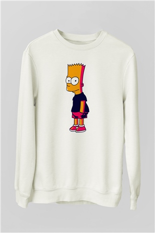 Simpsons Beyaz Unisex Sweatshirt