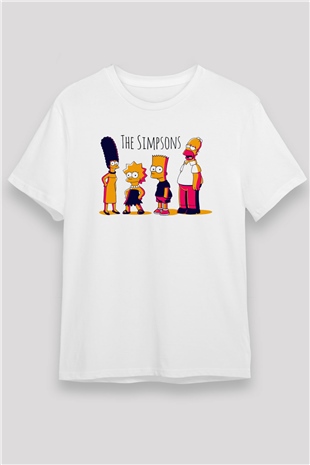 Simpsons Beyaz Unisex Tişört T-Shirt