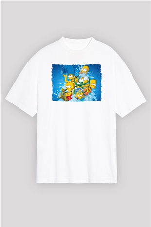 Simpsons Beyaz Oversize Tişört Oversize T-shirt