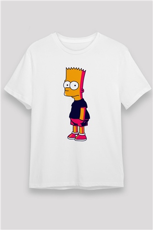Simpsons Beyaz Unisex Tişört T-Shirt