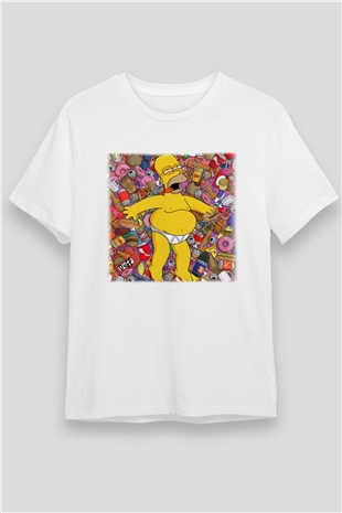 Simpsons Beyaz Unisex Tişört T-Shirt