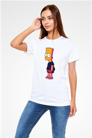 Simpsons Beyaz Unisex Tişört T-Shirt