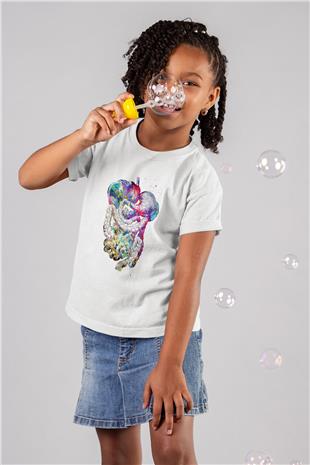 Sindirim Sistemi Renkli Baskılı Unisex Beyaz Çocuk Tişörtü - Tshirt