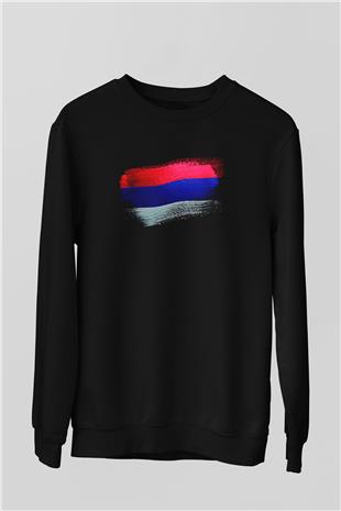Sırp Cumhuriyeti - Republika Srpska Bayrağı Baskılı Unisex Siyah Sweatshirt