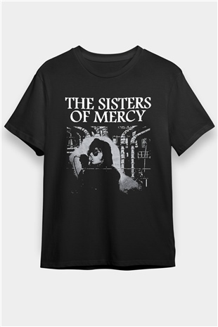 Sisters Of Mercy Baskılı Unisex Siyah Tişört - Tshirt