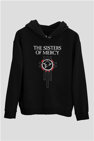 Sisters Of Mercy Baskılı Unisex Siyah Kapüşonlu Sweatshirt