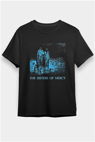 Sisters Of Mercy Baskılı Unisex Siyah Tişört - Tshirt