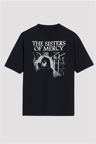 Sisters Of Mercy Baskılı Unisex Siyah Oversize Tişört - Tshirt