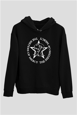 Sisters Of Mercy Baskılı Unisex Siyah Kapüşonlu Sweatshirt