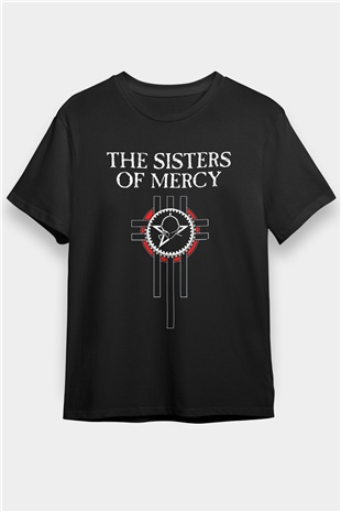 Sisters Of Mercy Baskılı Unisex Siyah Tişört - Tshirt