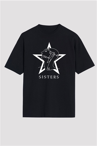 Sisters Of Mercy Baskılı Unisex Siyah Oversize Tişört - Tshirt