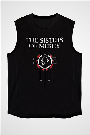 Sisters Of Mercy Baskılı Unisex Siyah Kolsuz Tişört - Tshirt
