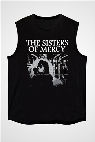 Sisters Of Mercy Baskılı Unisex Siyah Kolsuz Tişört - Tshirt