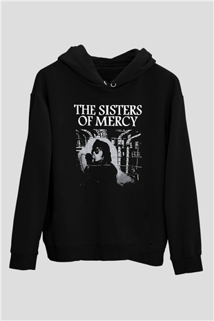 Sisters Of Mercy Baskılı Unisex Siyah Kapüşonlu Sweatshirt