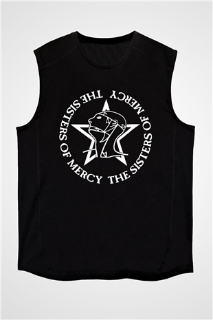 Sisters Of Mercy Baskılı Unisex Siyah Kolsuz Tişört - Tshirt