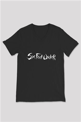 Six Feet Under Siyah Unisex V Yaka Tişört T-Shirt