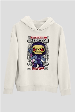 Skeletor Baskılı Unisex Beyaz Hoodie