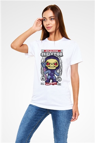Skeletor Baskılı Unisex Beyaz Tişört