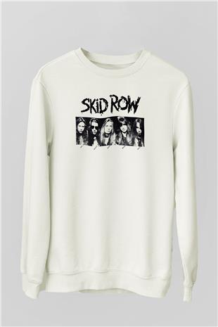 Skid Row Baskılı Beyaz Unisex Sweatshirt