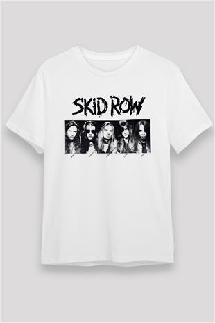 Skid Row Baskılı Unisex Beyaz Tişört - Tshirt