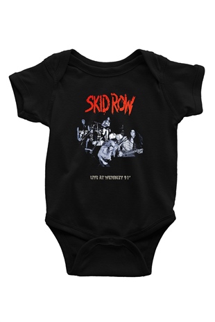 Skid Row Baskılı Unisex Siyah Bebek Body - Zıbın