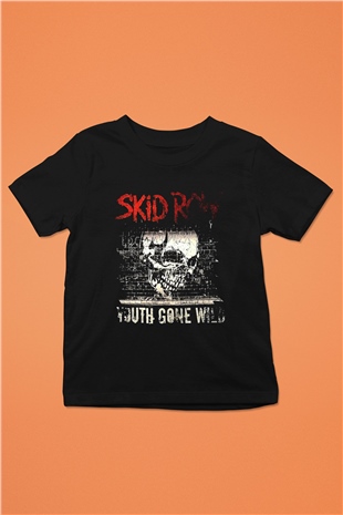 Skid Row Baskılı Unisex Siyah Çocuk Tişört - Tshirt