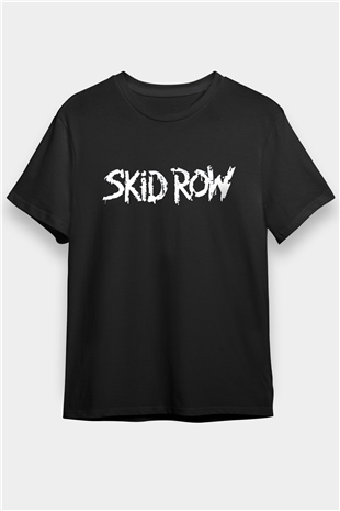 Skid Row Baskılı Unisex Siyah Tişört - Tshirt