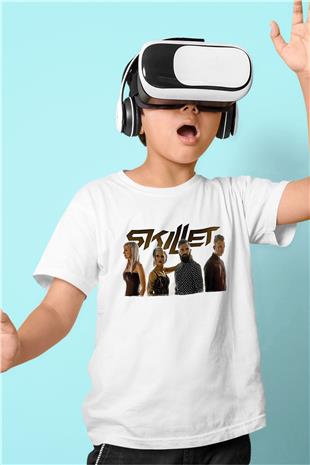Skillet Baskılı Beyaz Unisex Beyaz Çocuk Tişört - Tshirt