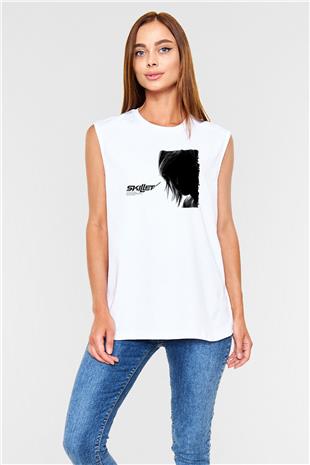 Skillet Baskılı Beyaz Unisex Kolsuz Tişört - Tshirt