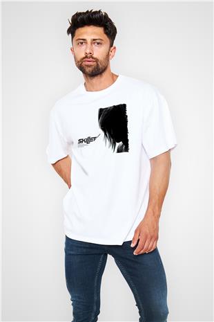 Skillet Baskılı Beyaz Unisex Oversize Tişört - Tshirt