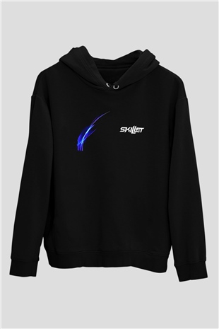 Skillet Baskılı Unisex Siyah Kapüşonlu Sweatshirt