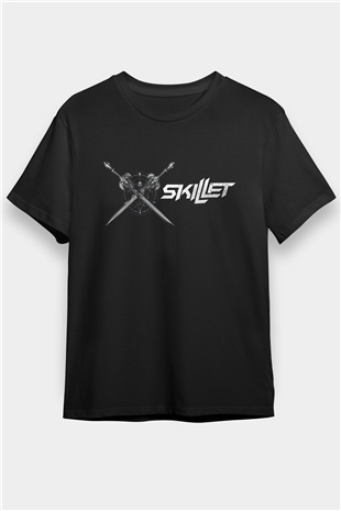 Skillet Baskılı Unisex Siyah Tişört - Tshirt