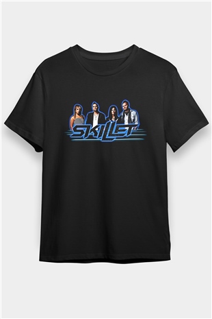 Skillet Baskılı Unisex Siyah Tişört - Tshirt