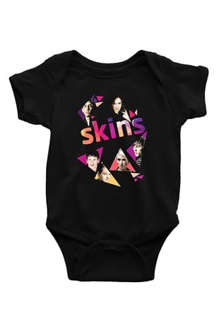 Skins Baskılı Unisex Siyah Bebek Body - Zıbın