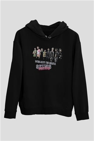 Skins Baskılı Unisex Siyah Hoodie
