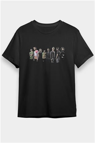 Skins Baskılı Unisex Siyah Tişört - Tshirt