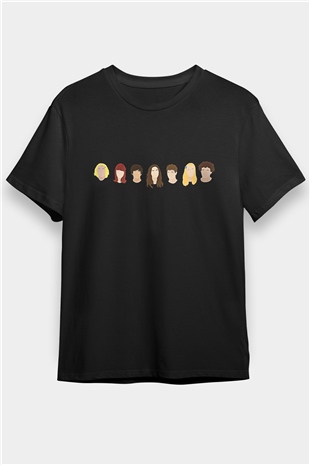 Skins Baskılı Unisex Siyah Tişört - Tshirt