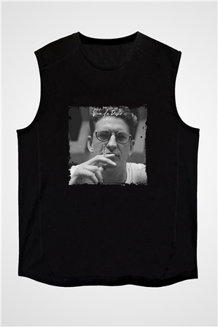 Skream Baskılı Unisex Siyah Kolsuz Tişört